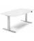 Sitz-Steh-Besprechungstisch, elektrisch h&ouml;henverstellbar 64-130cm (H), 200x100cm (BxT), 8 Personen, Tonnenform, wei&szlig; / silber