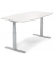 Sitz-Steh-Besprechungstisch, elektrisch h&ouml;henverstellbar 64-130cm (H), 200x100cm (BxT), 8 Personen, Tonnenform, wei&szlig; / silber