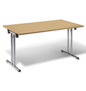 Klapptisch MODUL, 120x70cm (BxT), 72cm (H), Holz, rechteckig, buche / chrom