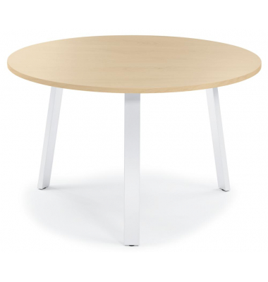 Konferenztisch DESKIN RIO, 73,5cm (H), 100x100cm (BxT), 5 Personen, rund, ahorn / wei&szlig;