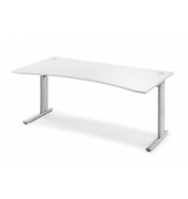 Schreibtisch Cockpit Basic M MULTI M, 74cm (H), 180x95cm (BxT), Cockpitform, wei&szlig; / silber