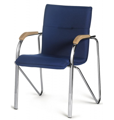 Besucherstuhl ARKAS, dunkelblau / chrom, mit Armlehnen, 4-Fuß-Gestell
