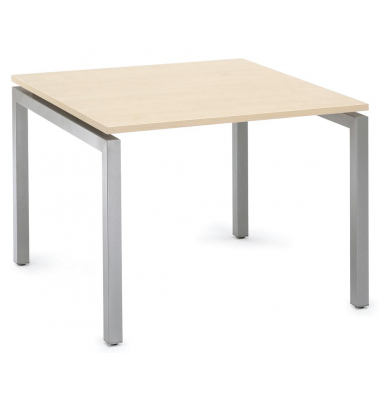 Schreibtisch Comfort MULTI M, manuell h&ouml;henverstellbar, 62-82cm (H), 80x80cm (BxT), quadratisch, ahorn / silber