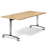 Klapptisch MODUL, 120x80cm (BxT), 72cm (H), Holz, rechteckig, buche / chrom, mit Rollen
