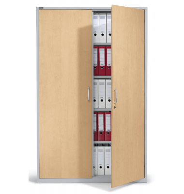 Aktenschrank CONCEPT LINE 270243, abschlie&szlig;bar, 5 OH, alusilber/buche, 80x190x42cm (BxHxT)