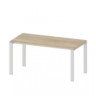 Schreibtisch Comfort EVO, manuell höhenverstellbar, 73-85,5cm (H), 160x80cm (BxT), rechteckig, wildeiche / silber