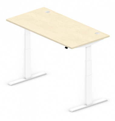 Sitz-Steh-Schreibtisch Comfort MULTI M pro, elektrisch h&ouml;henverstellbar, 64-130cm (H), 160x80cm (BxT), rechteckig, ahorn / wei&szlig;