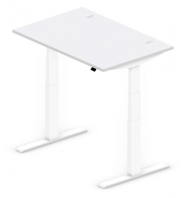 Sitz-Steh-Schreibtisch Comfort MULTI M pro, elektrisch h&ouml;henverstellbar, 64-130cm (H), 120x80cm (BxT), rechteckig, lichtgrau / w
