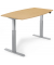 Sitz-Steh-Besprechungstisch, elektrisch h&ouml;henverstellbar 71,5-120,5cm (H), 200x100cm (BxT), 8 Personen, Tonnenform, buche / silb