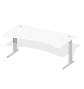 Schreibtisch Cockpit Comfort M MULTI M, manuell höhenverstellbar, 64-84cm (H), 180x95cm (BxT), Cockpitform, weiß / silber