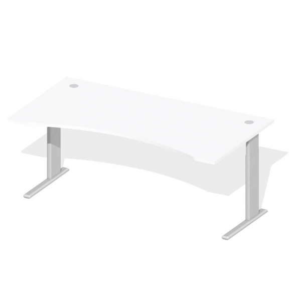 4251635662491 - Schreibtisch Cockpit Comfort M MULTI M 258527 manuell höhenverstellbar 64-84cm (H) 180x95cm (BxT) Cockpitform weiß   silber