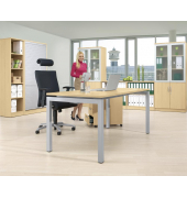 Schreibtisch  Basic MULTI M, 74cm (H), 180x80cm (BxT), rechteckig, buche / silber