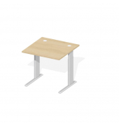 Schreibtisch Comfort M MULTI M, manuell höhenverstellbar, 64-84cm (H), 80x80cm (BxT), quadratisch, buche / silber
