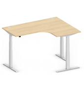 Sitz-Steh-Schreibtisch Comfort Multi M Pro, elektrisch höhenverstellbar, 64-130cm (H), 180x80cm (BxT), L-Form, buche / silber