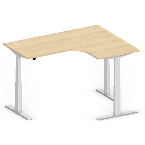 4251635663382 - Sitz-Steh-Schreibtisch Comfort Multi M Pro 285828 elektrisch höhenverstellbar  1800mmx800mm (BxT) L-Form buche   Alusilber R