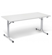 Klapptisch MODUL, 140x80cm (BxT), 72cm (H), Holz, rechteckig, wei&szlig; / silber