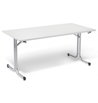 Klapptisch MODUL, 140x80cm (BxT), 72cm (H), Holz, rechteckig, wei&szlig; / silber