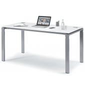 Schreibtisch Basic EVO, 73cm (H), 160x80cm (BxT), rechteckig, wei&szlig; / silber
