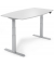 Sitz-Steh-Besprechungstisch, elektrisch h&ouml;henverstellbar 64-130cm (H), 200x100cm (BxT), 8 Personen, Tonnenform, lichtgrau / silb