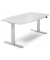 Sitz-Steh-Besprechungstisch, elektrisch h&ouml;henverstellbar 64-130cm (H), 200x100cm (BxT), 8 Personen, Tonnenform, lichtgrau / silb
