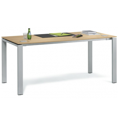 Schreibtisch Basic EVO, 73cm (H), 160x80cm (BxT), rechteckig, wildeiche / silber