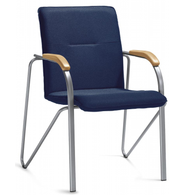 Besucherstuhl ARKAS, dunkelblau / chrom, mit Armlehnen, 4-Fuß-Gestell