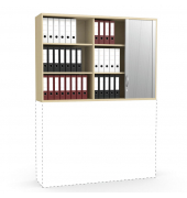 Aufsatzschrank MULTI M pro 278101, abschlie&szlig;bar, 2x3 OH, buche/alusilber, 160x111x42cm (BxHxT)
