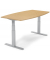 Sitz-Steh-Besprechungstisch, elektrisch h&ouml;henverstellbar 64-130cm (H), 200x100cm (BxT), 8 Personen, Tonnenform, buche / silber
