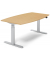 Sitz-Steh-Besprechungstisch, elektrisch h&ouml;henverstellbar 64-130cm (H), 200x100cm (BxT), 8 Personen, Tonnenform, buche / silber