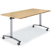 Klapptisch MODUL, 140x80cm (BxT), 72cm (H), Holz, rechteckig, buche / hellgrau, mit Rollen