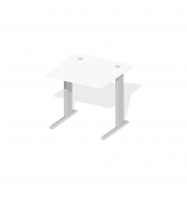 Schreibtisch Comfort M MULTI M, manuell höhenverstellbar, 64-84cm (H), 80x80cm (BxT), quadratisch, weiß / silber
