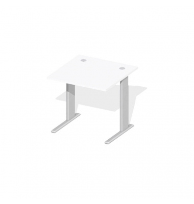 Schreibtisch Comfort M MULTI M, manuell h&ouml;henverstellbar, 64-84cm (H), 80x80cm (BxT), quadratisch, wei&szlig; / silber