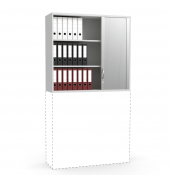 Aufsatzschrank MULTI M pro 270207, abschlie&szlig;bar, 2x3 OH, lichtgrau/alusilber, 120x111x42cm (BxHxT)