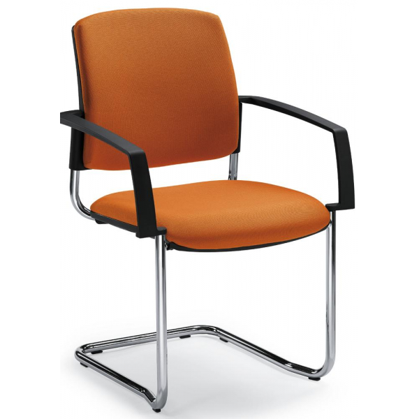 2 Stück Deskin Besucherstuhl VALERA S, orange / chrom, mit Armlehnen, Freischwinger 4251635673350 Deskin