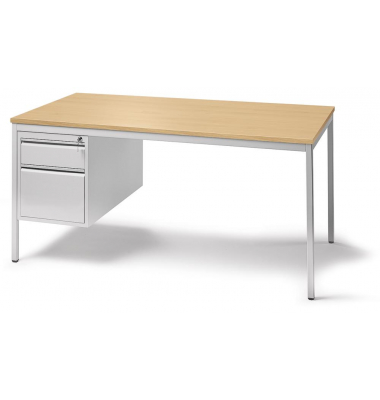 Schreibtischkombination BASE L 273985, 72cm (H), 200x80cm (BxT), rechteckig, buche / lichtgrau