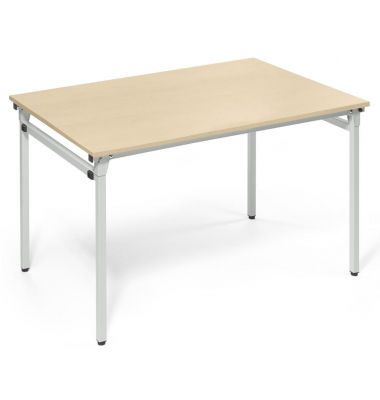 Klapptisch, 72cm (H), 120x80cm (BxT), rechteckig, ahorn / silber