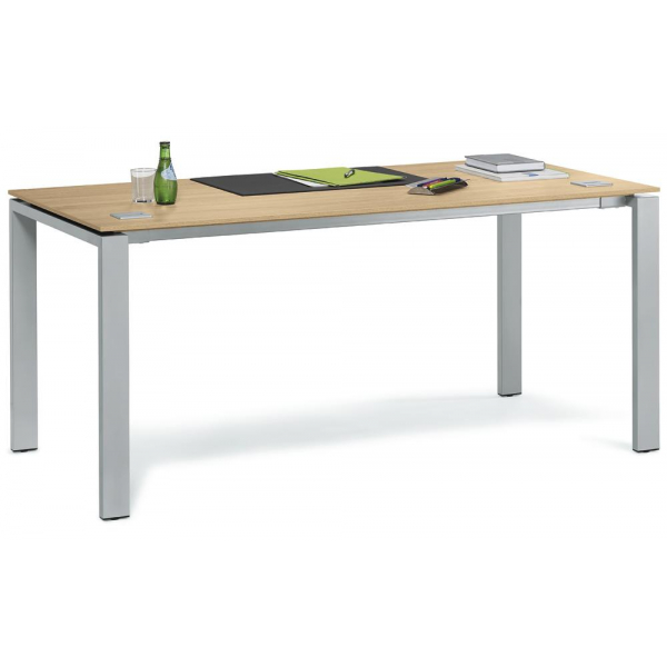 4251635678881 - Schreibtisch 275150 73cm (H) 1800mmx800mm (BxT) rechteckig wildeiche   Alusilber RAL 9006 4251635678881 DESKIN