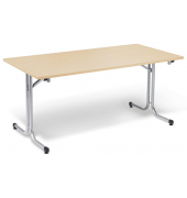 Klapptisch MODUL, 160x80cm (BxT), 72cm (H), Holz, rechteckig, ahorn / silber
