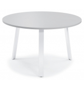 Konferenztisch DESKIN RIO, 73,5cm (H), 120x120cm (BxT), 6 Personen, rund, lichtgrau / wei&szlig;