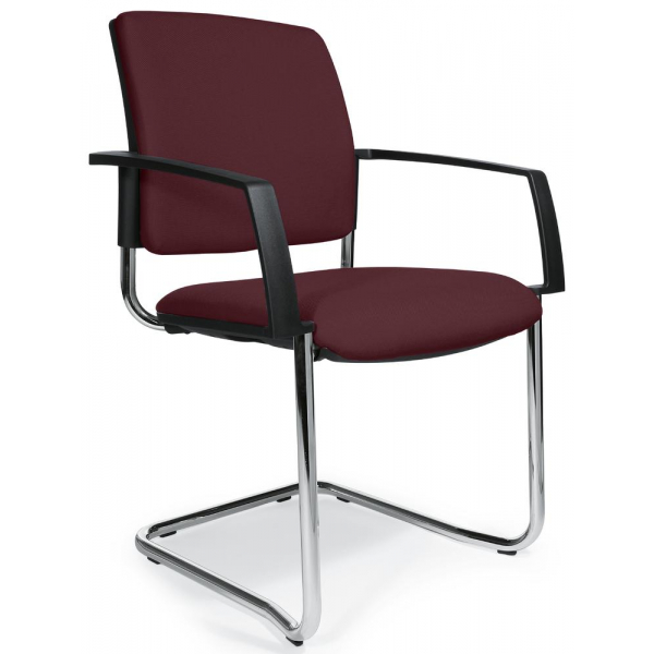 2 Stück Deskin Besucherstuhl VALERA S, bordeaux / chrom, mit Armlehnen, Freischwinger 4251635682987 Deskin