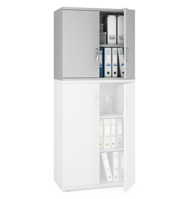 Aufsatzschrank MULTI M pro 270156, abschlie&szlig;bar, 2 OH, lichtgrau, 80x75x42cm (BxHxT)