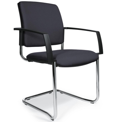 Besucherstuhl VALERA S, anthrazit / chrom, mit Armlehnen, Freischwinger