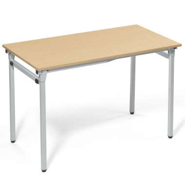 Klapptisch, 72cm (H), 120x60cm (BxT), rechteckig, buche / silber