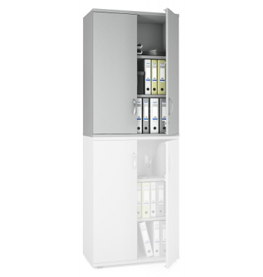 Aufsatzschrank MULTI M pro 278067, abschlie&szlig;bar, 3 OH, lichtgrau, 80x111x42cm (BxHxT)