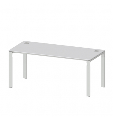 Schreibtisch Comfort EVO, manuell höhenverstellbar, 73-85,5cm (H), 180x80cm (BxT), rechteckig, lichtgrau / silber