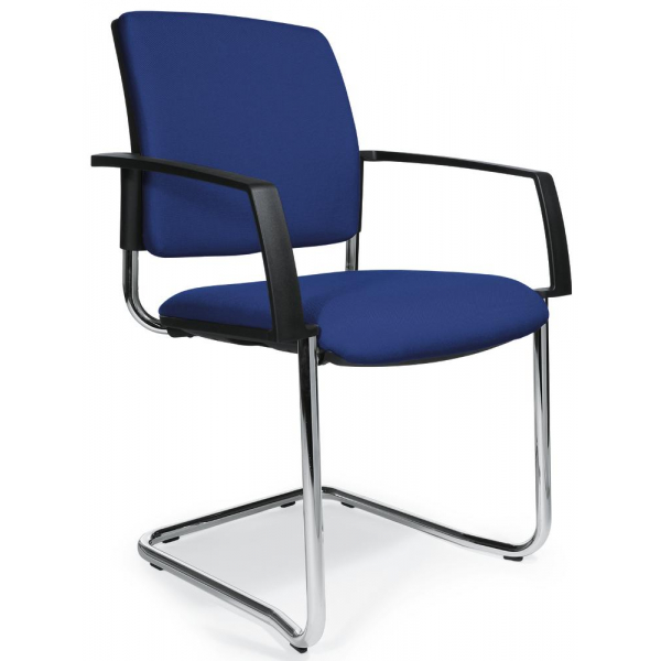 2 Stück Deskin Besucherstuhl VALERA S, blau / chrom, mit Armlehnen, Freischwinger 4251635695291 Deskin