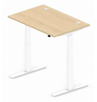 Sitz-Steh-Schreibtisch Comfort Multi M Pro, elektrisch höhenverstellbar, 64-130cm (H), 120x80cm (BxT), rechteckig, buche / weiß