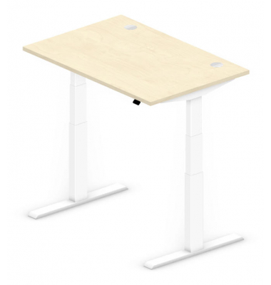 Sitz-Steh-Schreibtisch Comfort MULTI M pro, elektrisch h&ouml;henverstellbar, 64-130cm (H), 120x80cm (BxT), rechteckig, ahorn / wei&szlig;