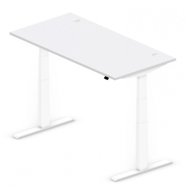 Sitz-Steh-Schreibtisch Comfort MULTI M pro, elektrisch h&ouml;henverstellbar, 64-130cm (H), 160x80cm (BxT), rechteckig, lichtgrau / w