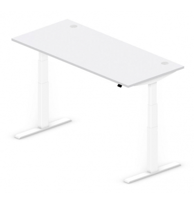 Sitz-Steh-Schreibtisch Comfort MULTI M pro, elektrisch h&ouml;henverstellbar, 64-130cm (H), 180x80cm (BxT), rechteckig, lichtgrau / w